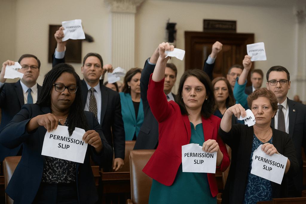 Texas Democrats permission slips protest