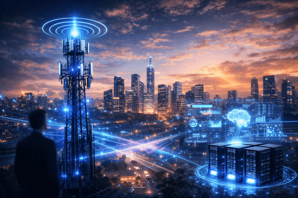 Edge computing infrastructure and intelligent 6G radio tower in a smart city