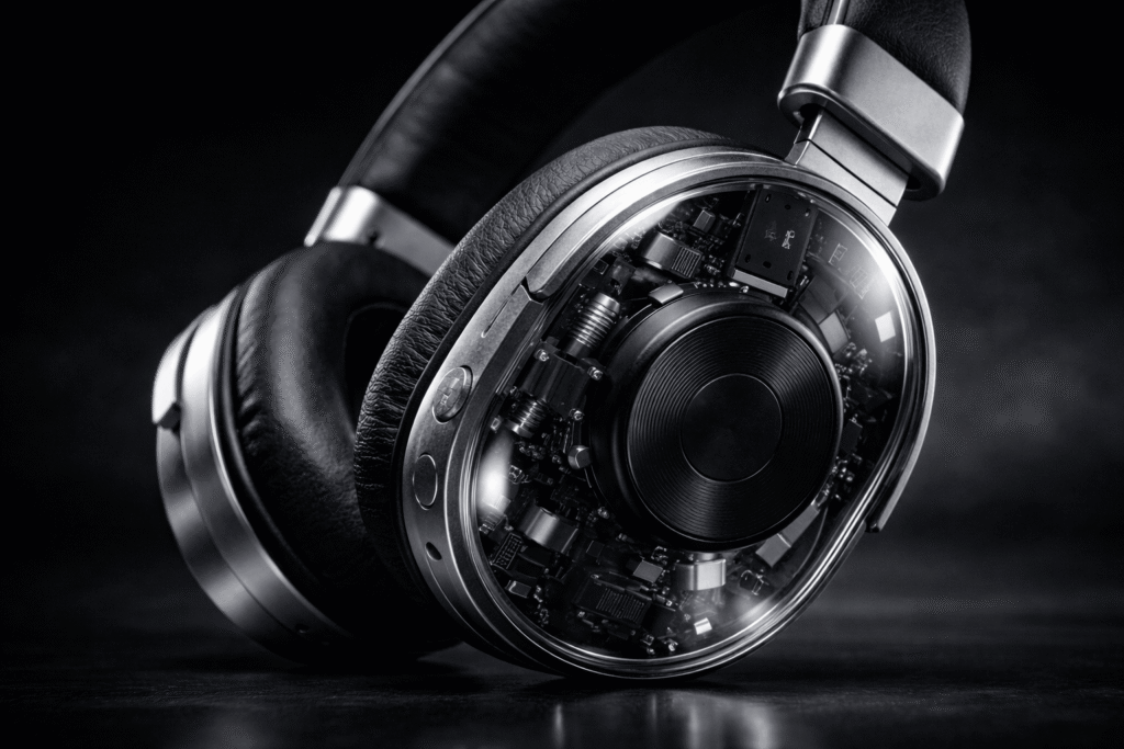 Nothing Headphone (a) transparent design close up